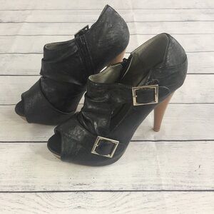 NWOT Charlotte Russe Black Peep-Toe Stiletto Heels